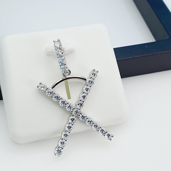 "925 Sterling Silver Cubic Zirconia Initial Pendant, UU1P6A6190 - Picture 5 of 9